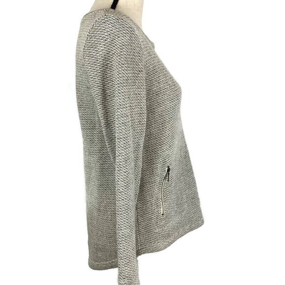 Kenar Scoopneck Sweater Cream Black Marled Hi Low with Pockets Medium - Picture 4 of 14